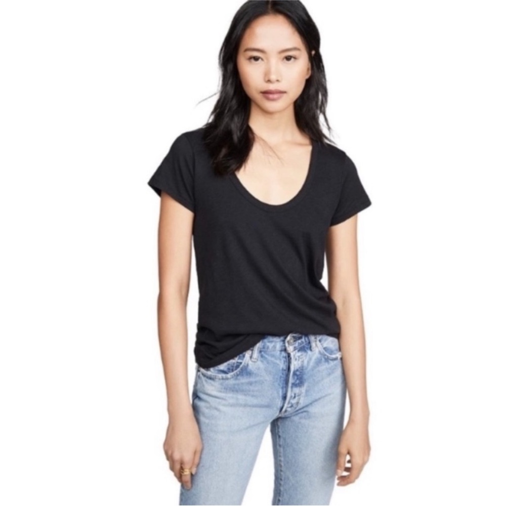 Rag & Bone Black Scoop Neck U-Neck Round Neck T-Shirt Small